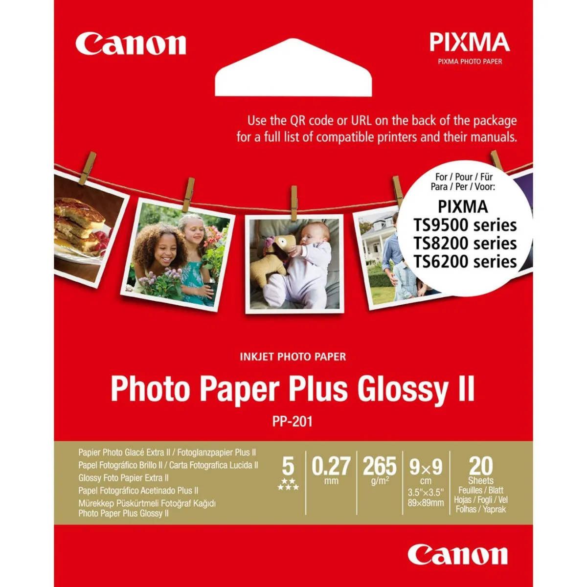 Papel canon foto pp - 201 2311b070 9x9 -  20 hojas