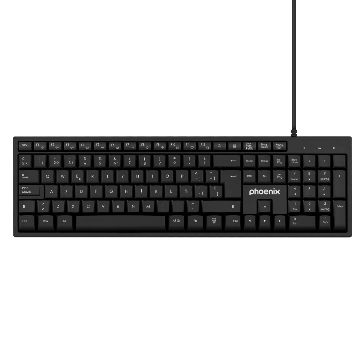 Phoenix k100 teclado multimedia usb negro qwerty oficina