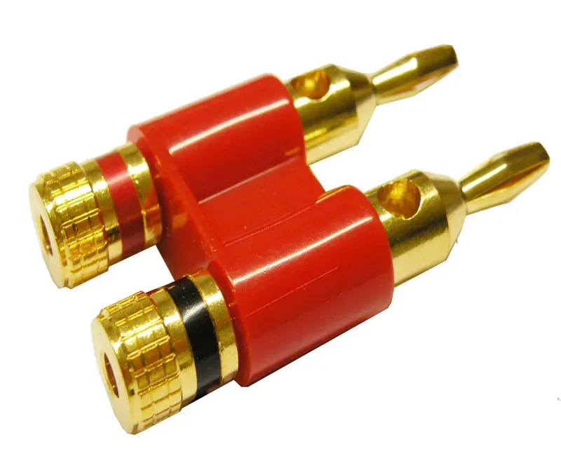 DOBLE BANANA , DORADO, PLASTICO ROJO
