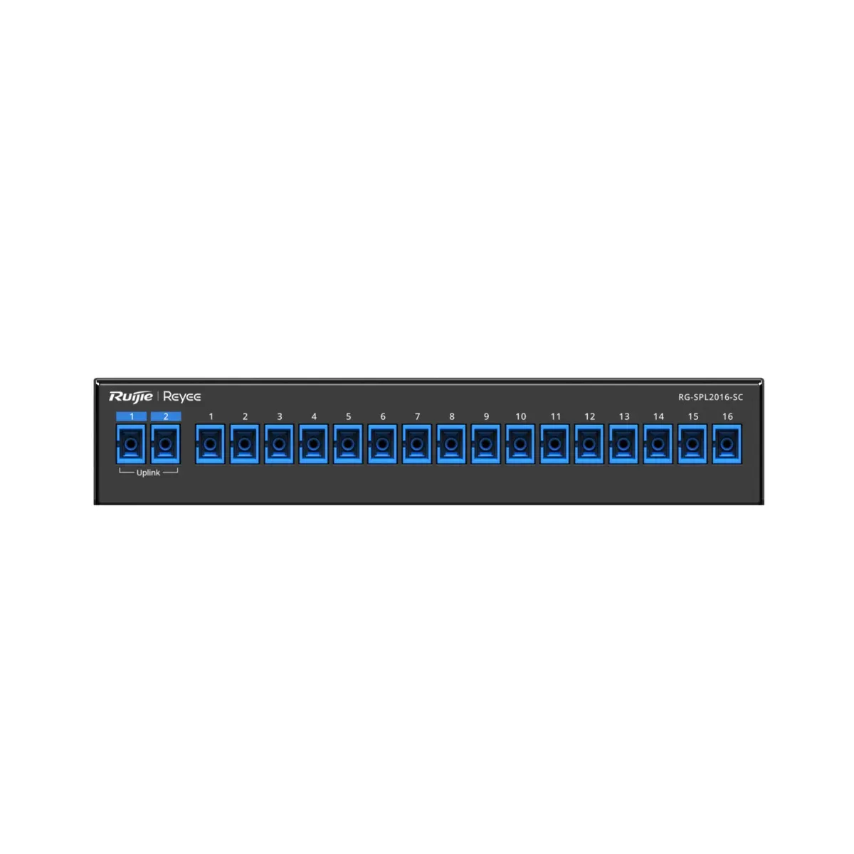 Reyee Splitter Óptico Pasivo - Longitud de onda 1260nm a 1650nm - Compatible con solución e-Lighten Reyee - 2 x Conectores SC uplink  - 16 x Conectores SC para ONU´s - Enrackable y montaje en pared