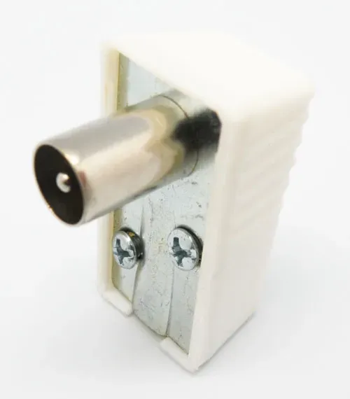 CONECTOR COAXIAL MACHO, 90º LARGO