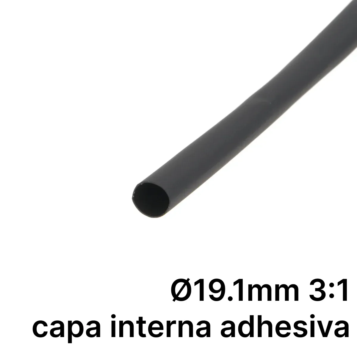 Pack de corte [1.2m] DUAL WALL ADHESIVE de tubo termorretráctil 3:1 Ø19.1mm negro – Poliolefina libre de halógeno e ignífugo [x10]