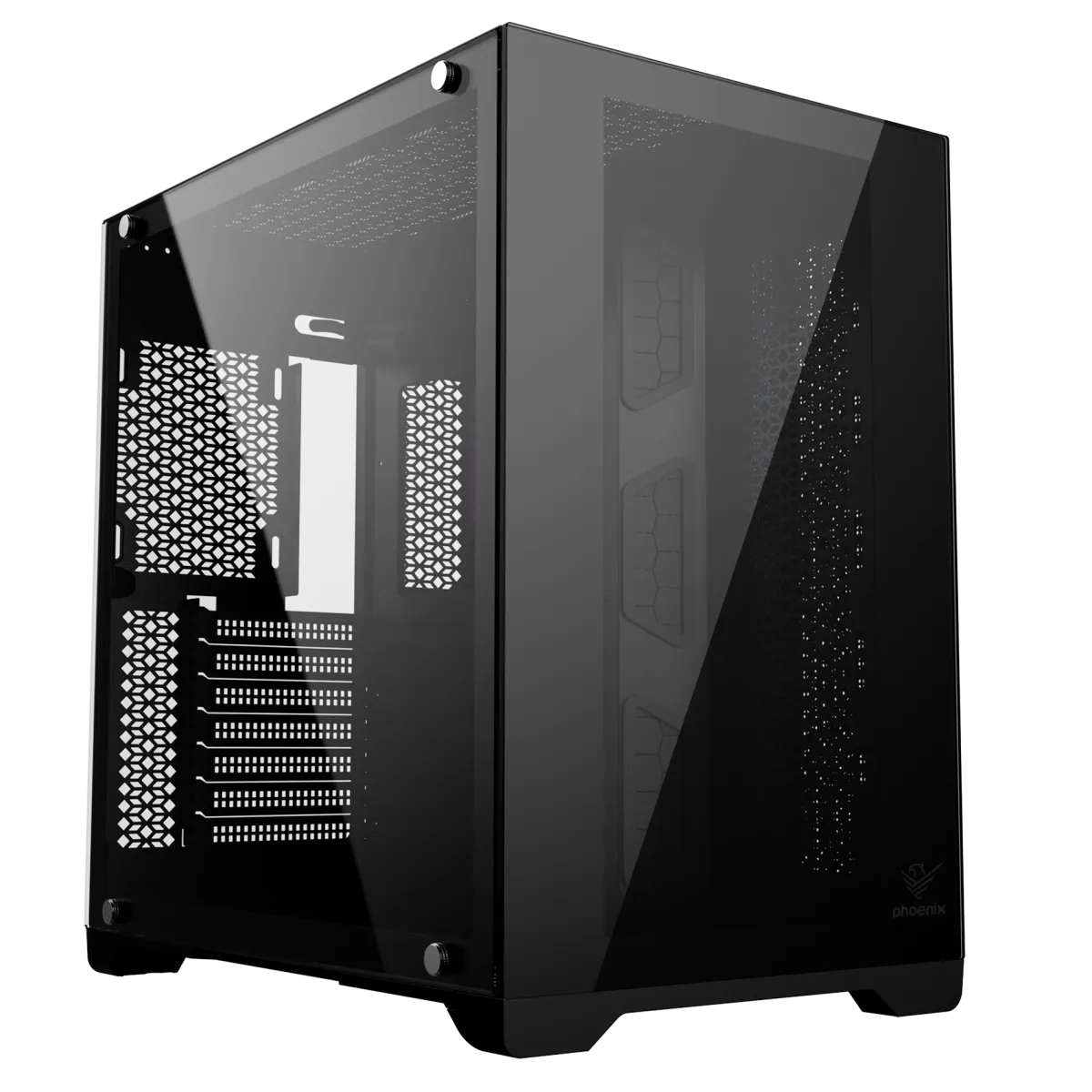Caja ordenador phoenix gaming zephyr cubo atx doble cristal templado soporte gpu hasta 380mm