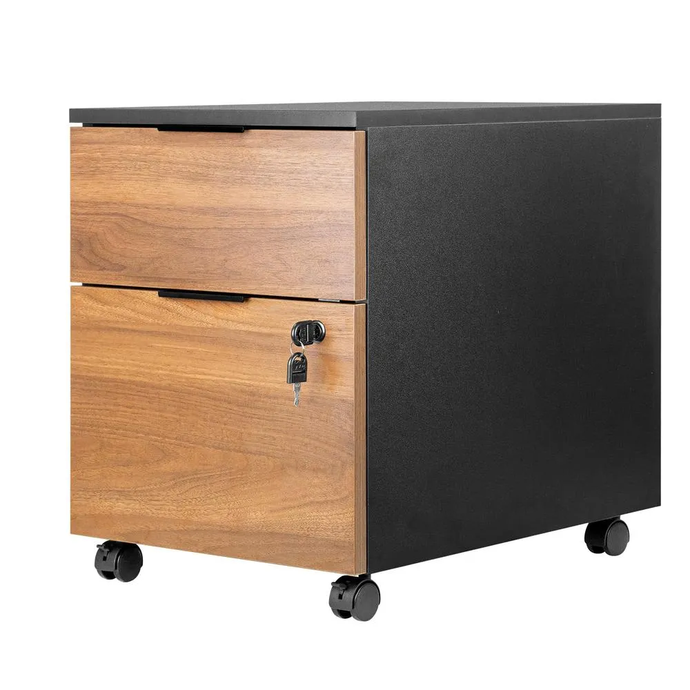Cajonera phoenix artisan combinación negro y madera nogal