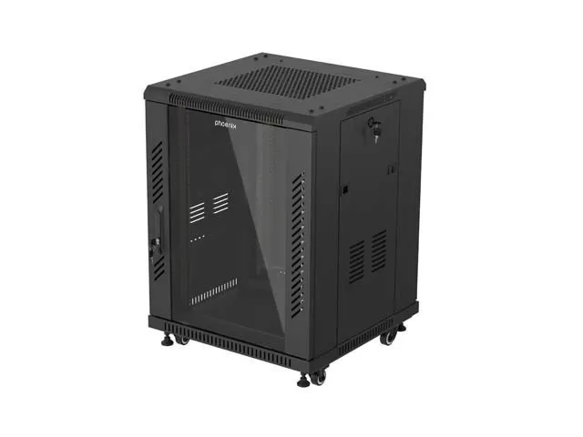Armario rack phoenix 15u 600x600 de pie servidor 19'' hasta 1000 kg negro
