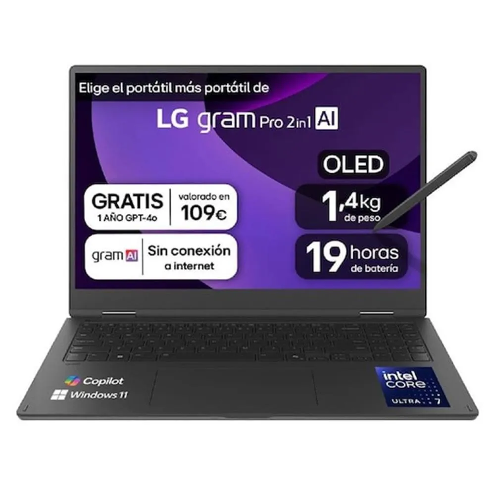 Portatil lg gram pro 16t90tp - k u7 - 255h -  32gb -  ssd 1tb -  16 pulgadas -  w11h