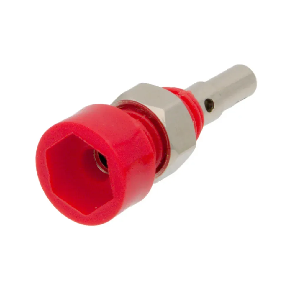 Base Hembra Roja de 2mm para Banana con Conexión de Soldar