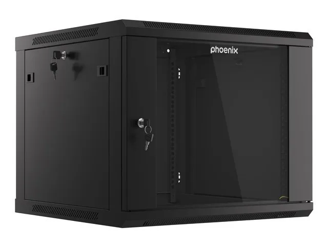 Armario rack phoenix 9u 600x600x501 auto - ensamblado 19'' hasta 60 kg negro