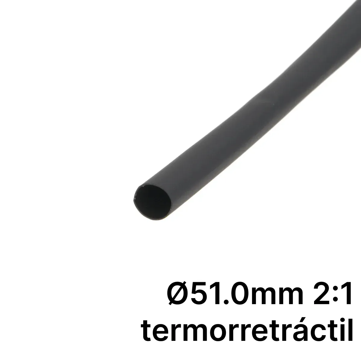 Pack de corte [1.2m] de tubo termorretráctil 2:1 Ø51.0mm negro – Poliolefina libre de halógeno e ignífugo [x5]