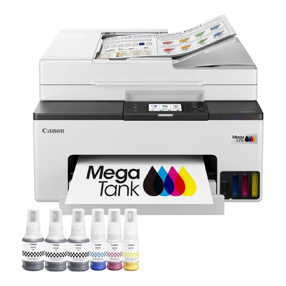 Multifunción inyección canon maxify gx2051 megatank color fax -  a4 -  red -  wifi -  adf -  3 botellas negro