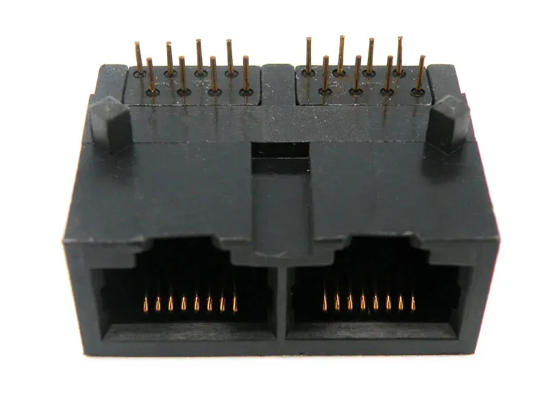 Base 2 x RJ45 UTP 50U" (8P8C) para PCB, acodada