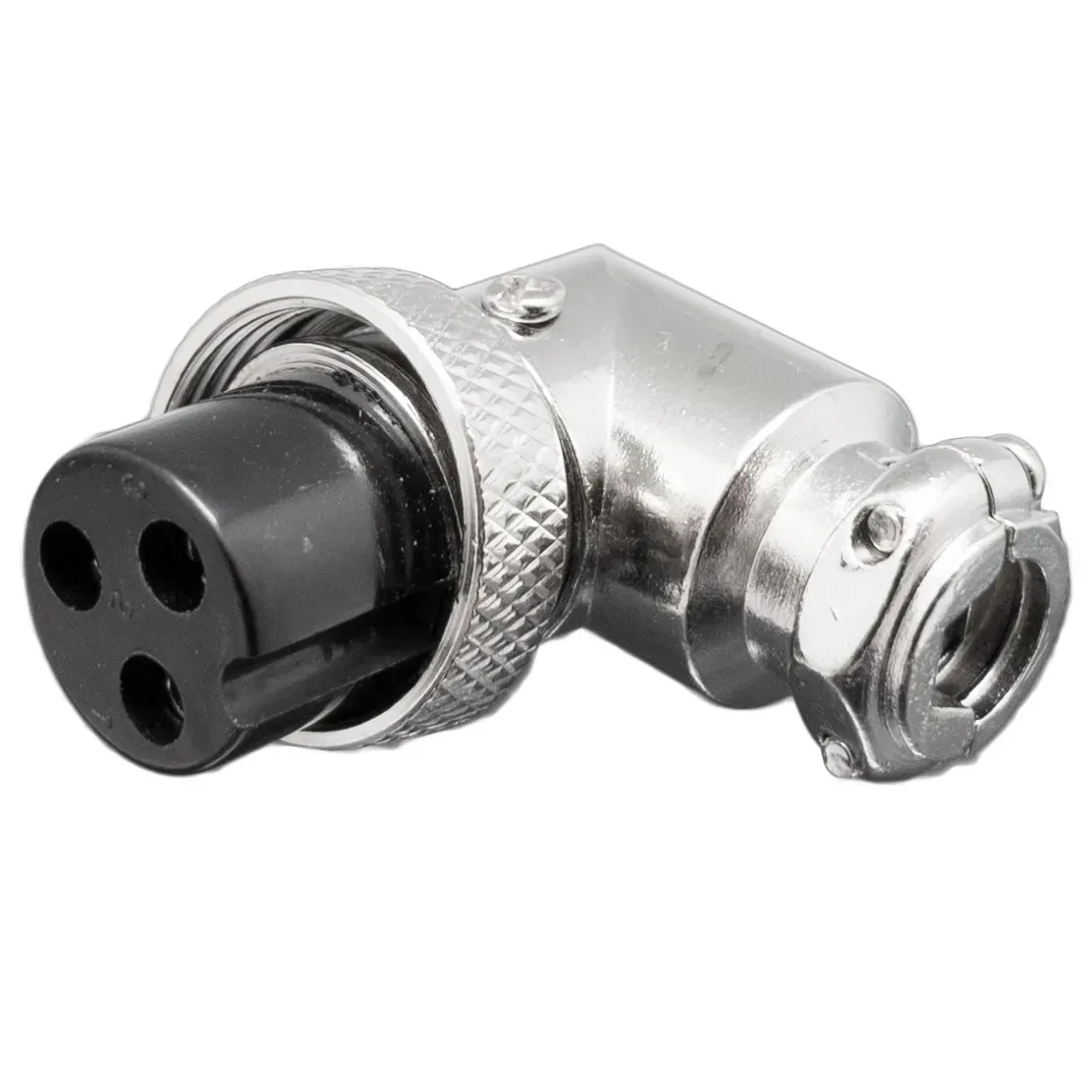 Conector aéreo GX16 hembra 3 pines, acodado 90°