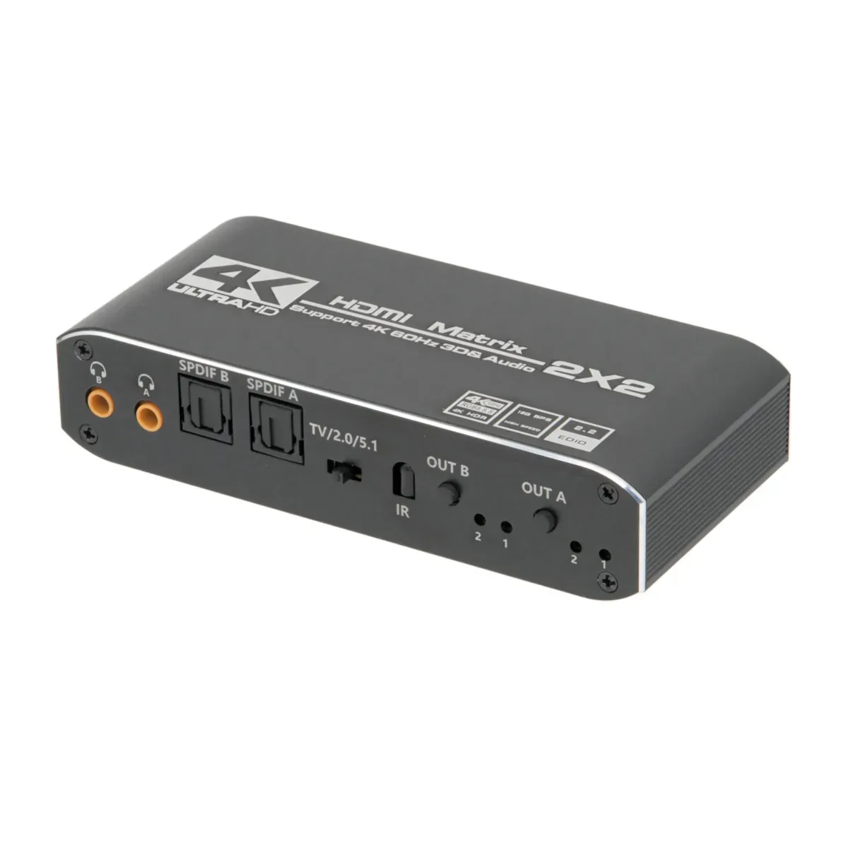 Matriz HDMI 2x2 4K@60Hz HDCP2.2 con extracción audio independientes