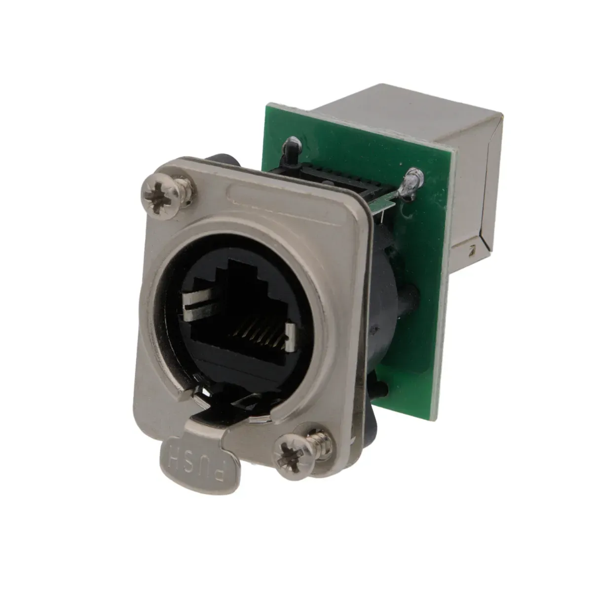 Adaptador RJ45 doble hembra para pared con bloqueo