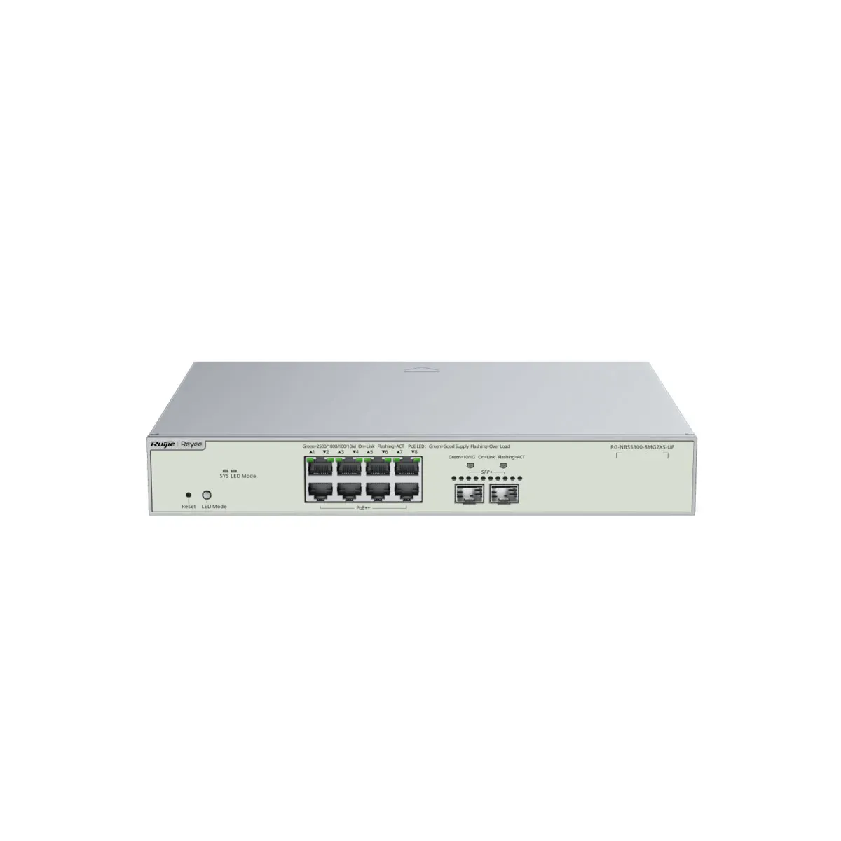 Reyee Switch Cloud Gestionable L3 - 8 puertos Hi-PoE RJ45 2.5G + 2 puertos SFP+ 10G