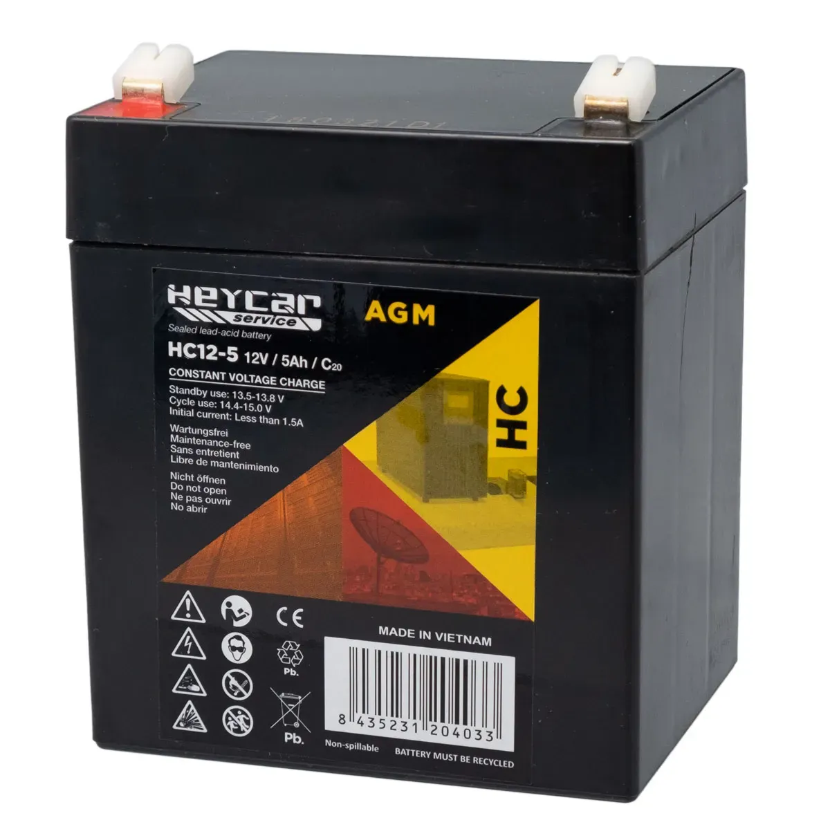 Batería 12V 5Ah HeyCar HC 90x70x107mm
