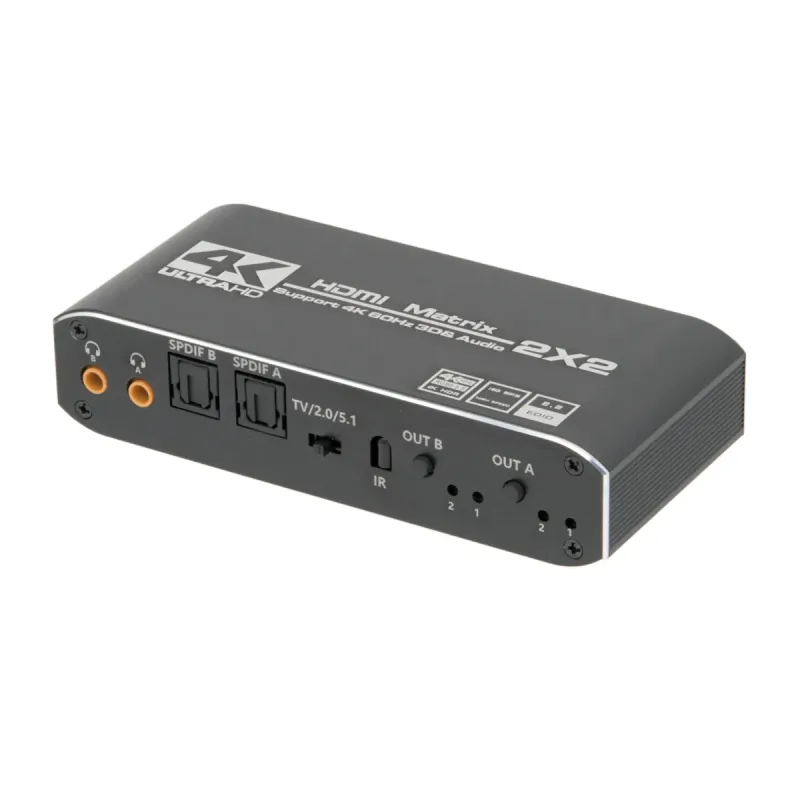 Matriz HDMI 2x2 4K@60Hz HDCP2.2 con extracción audio independientes