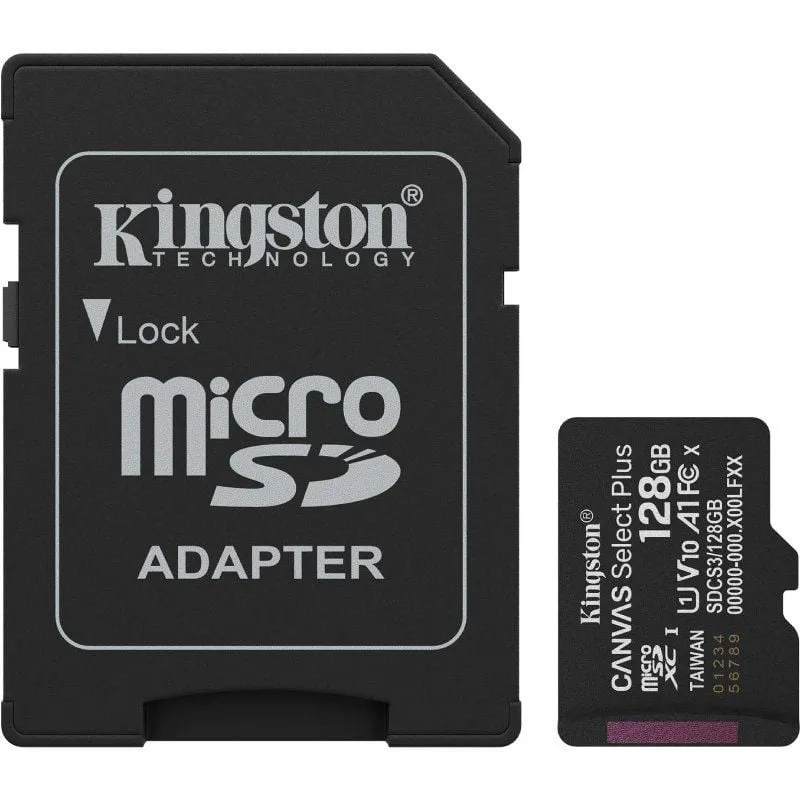 Tarjeta de Memoria Kingston CANVAS Select Plus 128GB microSD XC con Adaptador/ Clase 10/ 150MBs