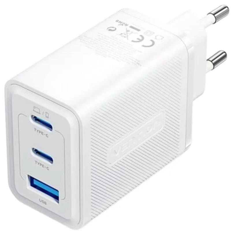 Cargador de Pared GaN Vention FERW0-EU/ 2xUSB Tipo-C/ 1xUSB/ 65W