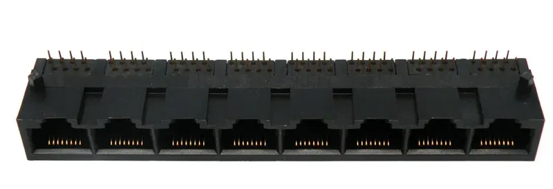 Base 8 x RJ45 UTP 50U" (8P8C) para PCB, acodada
