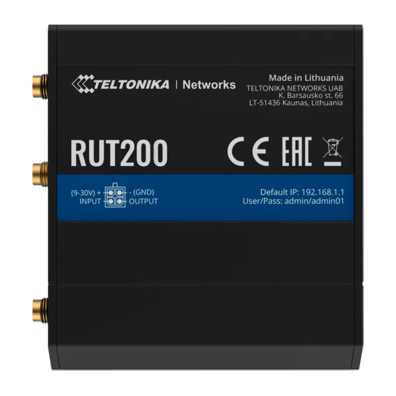 TELTONIKA TK-RUT200-V2 - Router Industrial 4G LTE Cat 4 (150/50 Mbps)