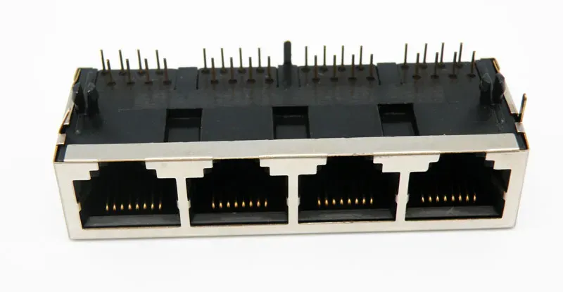 Base 4 x RJ45 STP 50U" (8P8C) para PCB, acodada