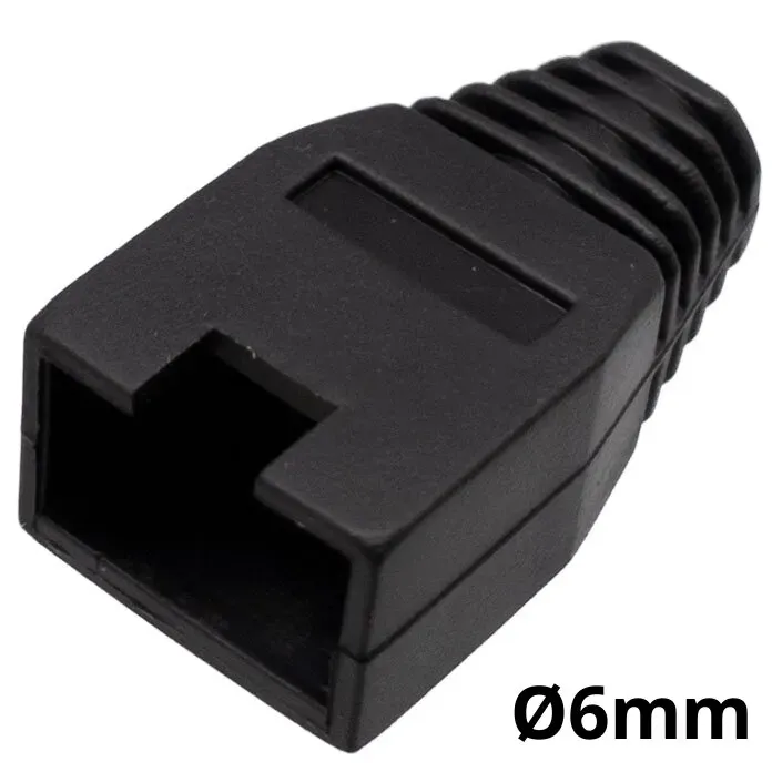 Capuchón protector para conector RJ45 para cable de Ø6mm, Negro