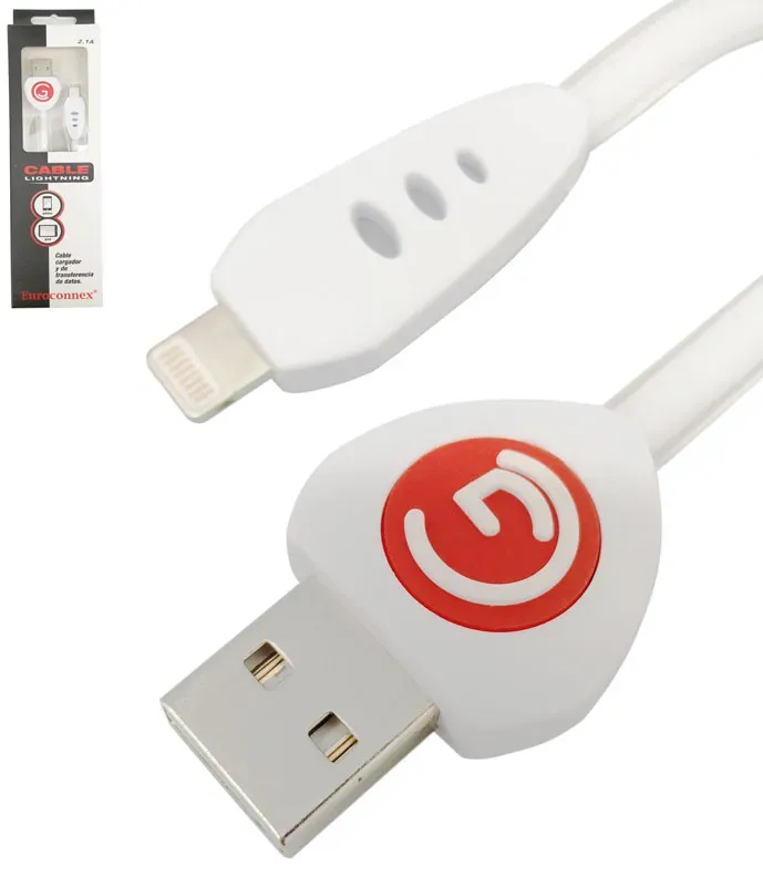 Lightning cable, Color Blanco, con chip, 1m