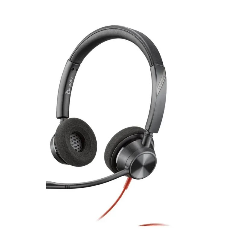 Auriculares poly estéreo blackwire 3325 con certificación microsoft teams usb - c + adaptador usb - c - a