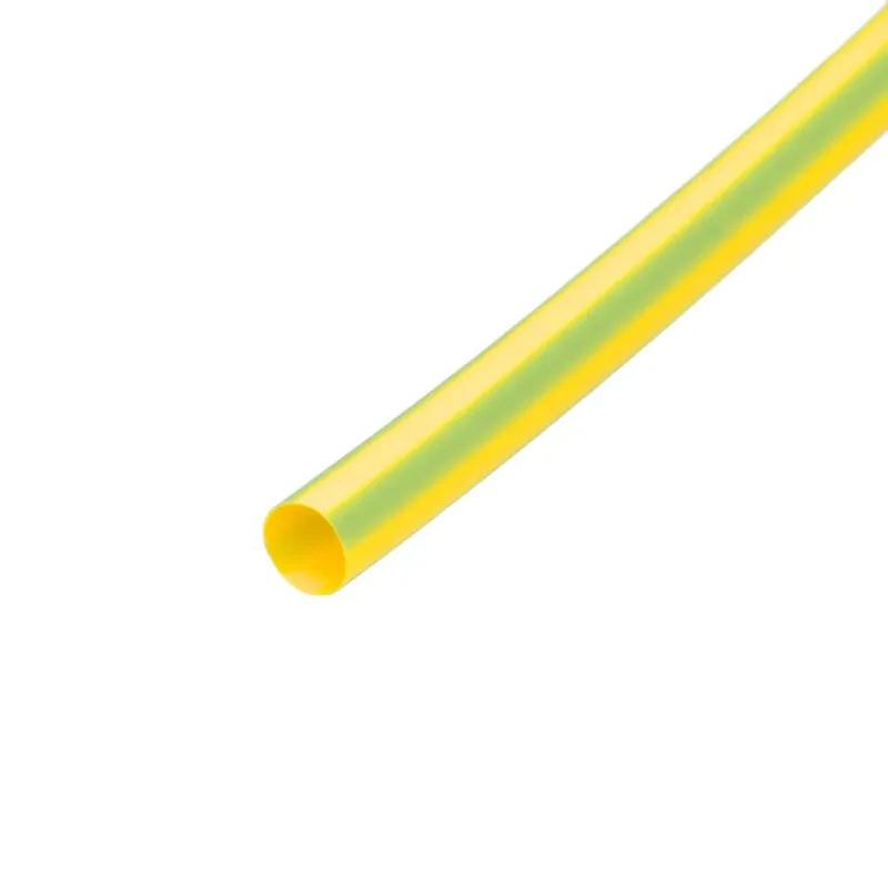 Pack de corte [1.2m] de tubo termorretráctil 2:1 Ø3.2mm amarillo/verde – Poliolefina libre de halógeno e ignífugo [x25]