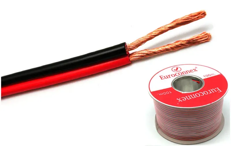 Cable de Altavoz Paralelo Bicolor Rojo/Negro 2x1.00mm² CCA, Rollo de 100m