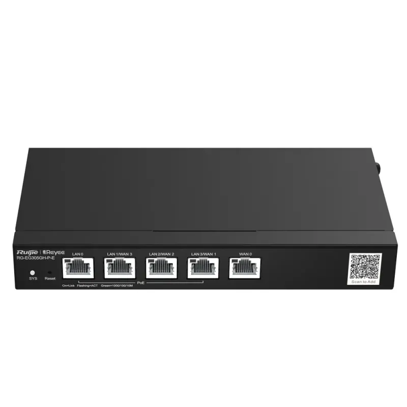 Reyee Router PoE Controlador Cloud - 4 Puertos PoE+ LAN + 1 Puerto WAN - 5 Puertos RJ45 10/100 /1000 Mbps - Admite hasta 4 WAN para failover o balanceo - Hasta 1500 Mbps de ancho de banda