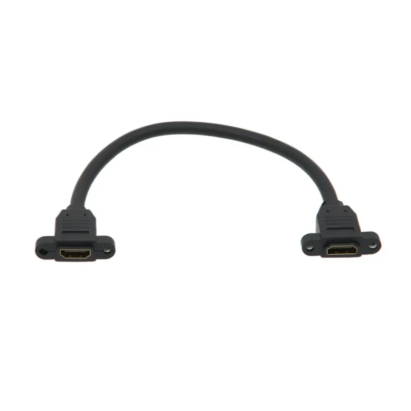Cable HDMI 2.0 Hembra-Hembra con Patillas y Tornillos para Montaje en Panel, 0.3m