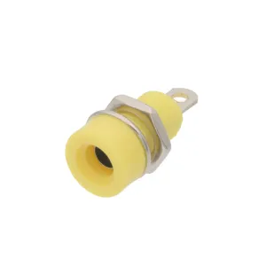 Base de banana hembra para montaje en chasis, cuerpo de plástico amarillo — imagen 1