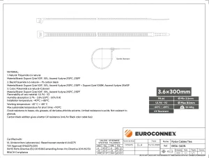 3.6x300mm Negro, Brida Nylon 66 — imagen 2