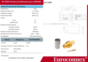 LMR240, R/P SMA Hembra, Chassis Crimpar, PTFE — imagen 2
