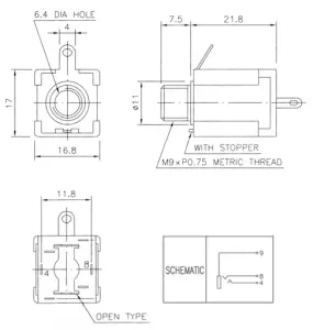 Base para Jack de audio 6.5mm para soldar, Estéreo — imagen 2