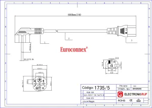 Cable de Alimentación Schuko Macho a IEC C13, Color Negro, 10 Metros — imagen 2