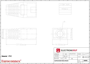 Capuchón protector para conector RJ45 para cable de Ø6mm, Rojo — imagen 2