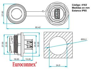 Adaptador USB Hembra-Hembra, Estanco — imagen 2