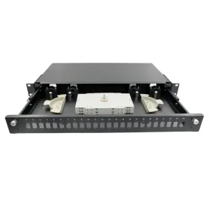 19" Patch panel de fibra óptica, 24 puertos para SC simplex con frontal intercambiable — imagen 2