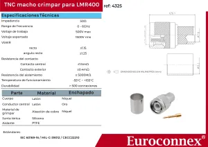 LMR400, TNC Macho Crimpar, PTFE — imagen 2
