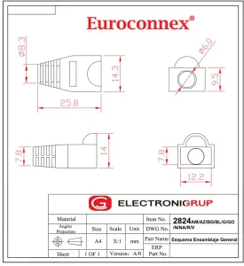 Capuchón protector para conector RJ45 para cable de Ø6mm con burbuja, Negro — imagen 2