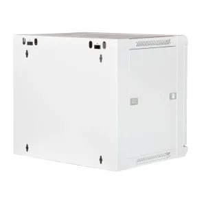 19" Armario Rack 9U, Fondo 450mm, Puerta de cristal con perforado hexágono, blanco — imagen 4