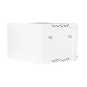 19" Armario rack 6U, Ancho:570mm, Fondo:450mm, Puerta Cristal con perforado hexágono, blanco — imagen 4