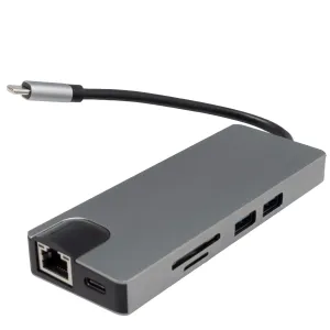 Hub USB-C a Ethernet RJ45 1000BaseT + HDMI 4K + 2 * USB-A 3.0  + 1 * USB-C PD + VGA + SD / TF card reader — imagen 1