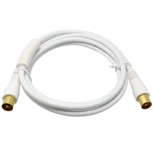 Conjunto cable de antena COAXIAL 1,5m blanco con ferritas Macho - Macho y adaptador Hembra - Hembra — imagen 2