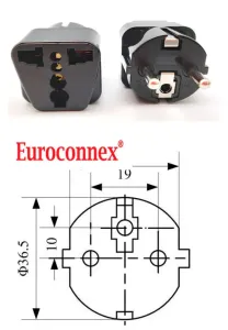 ADAPTADOR UNIVERSAL PARA ESPAÑA, ALEMANIA Y FRANCIA, 250V 10-16A, ECONÓMICO — imagen 2