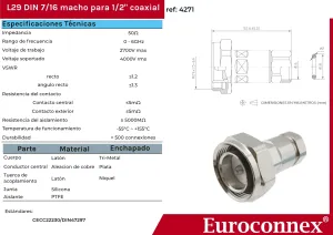 DIN 7/16 Macho Clamp para Cable 1/2" Superflexible — imagen 2