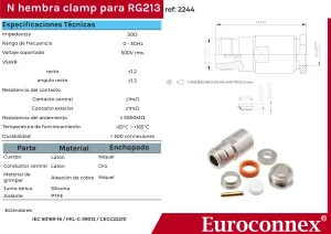 RG-213, N Hembra Soldar, PTFE — imagen 2